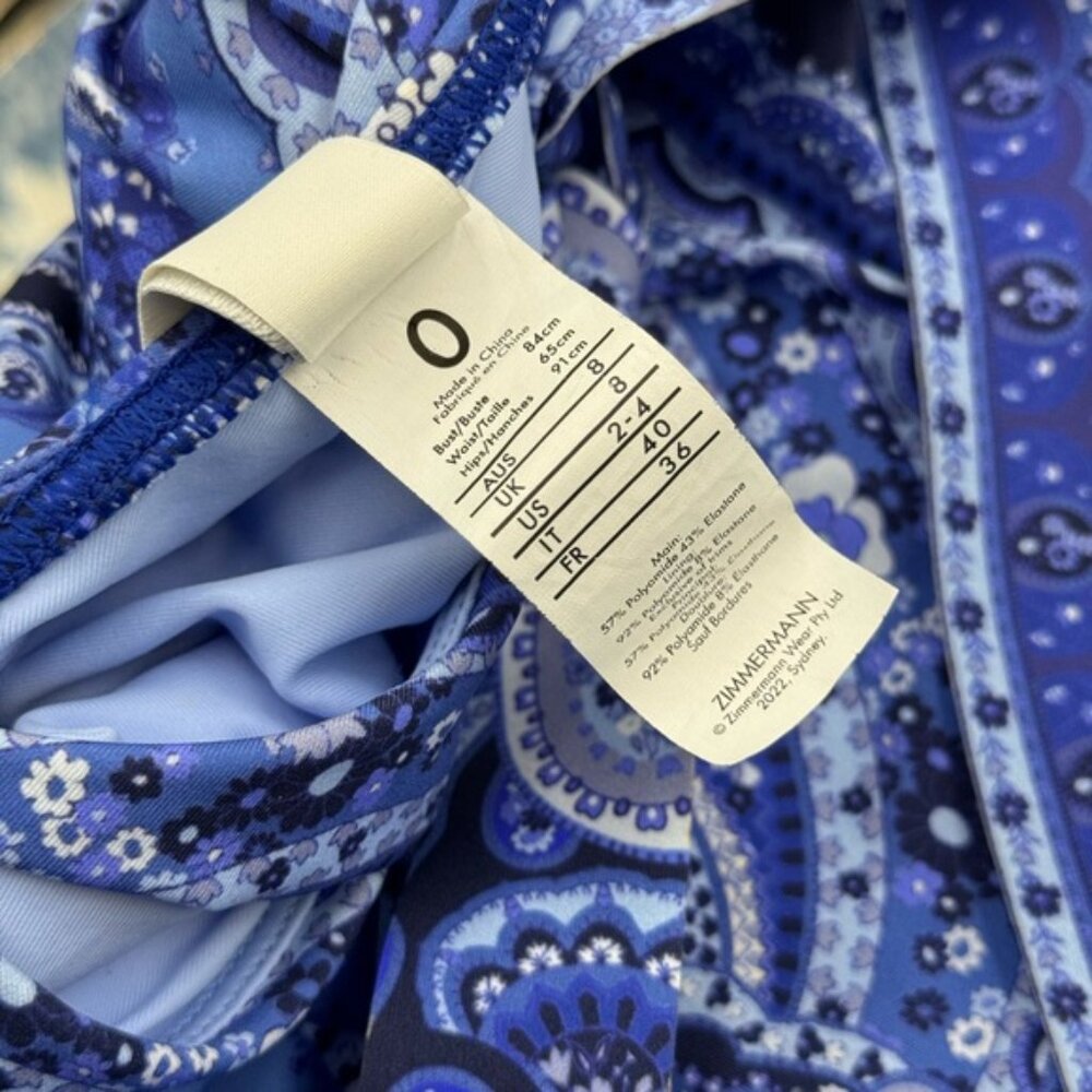 🆕 ZIMMERMANN 🧿 NWOT Wrap-Effect Paisley Print 1PC Swimsuit, Purple, Sz US 2/4 - Picture 15 of 16
